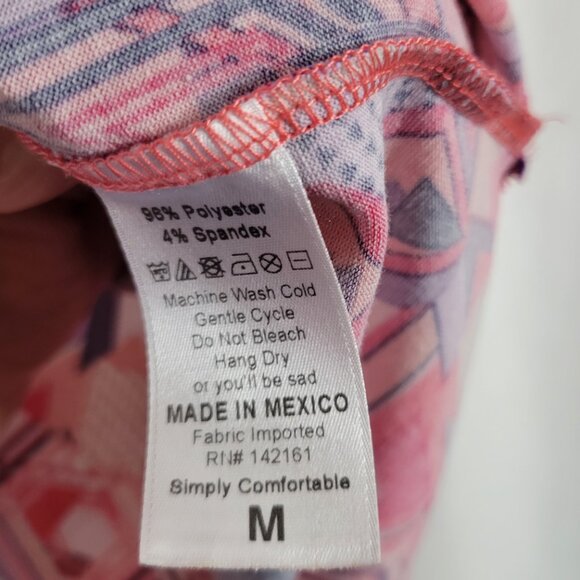 LuLaRoe Tunic Simply Comfortable Medium Pink Purple White Geometric Abstract Top - Picture 7 of 10